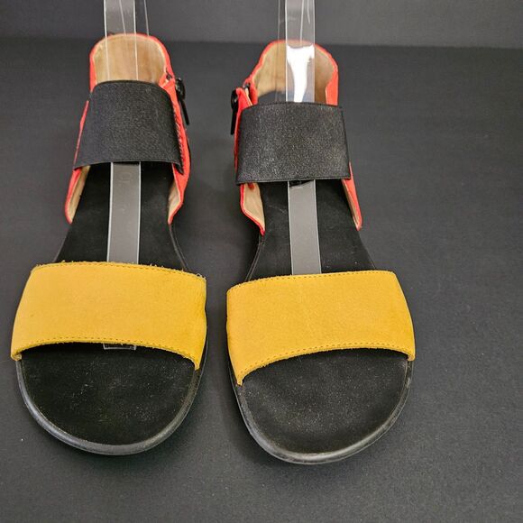 Sesto Meucci Italian Suede Sandal 8.5 Narrow stretch comfort multi color - Picture 2 of 6